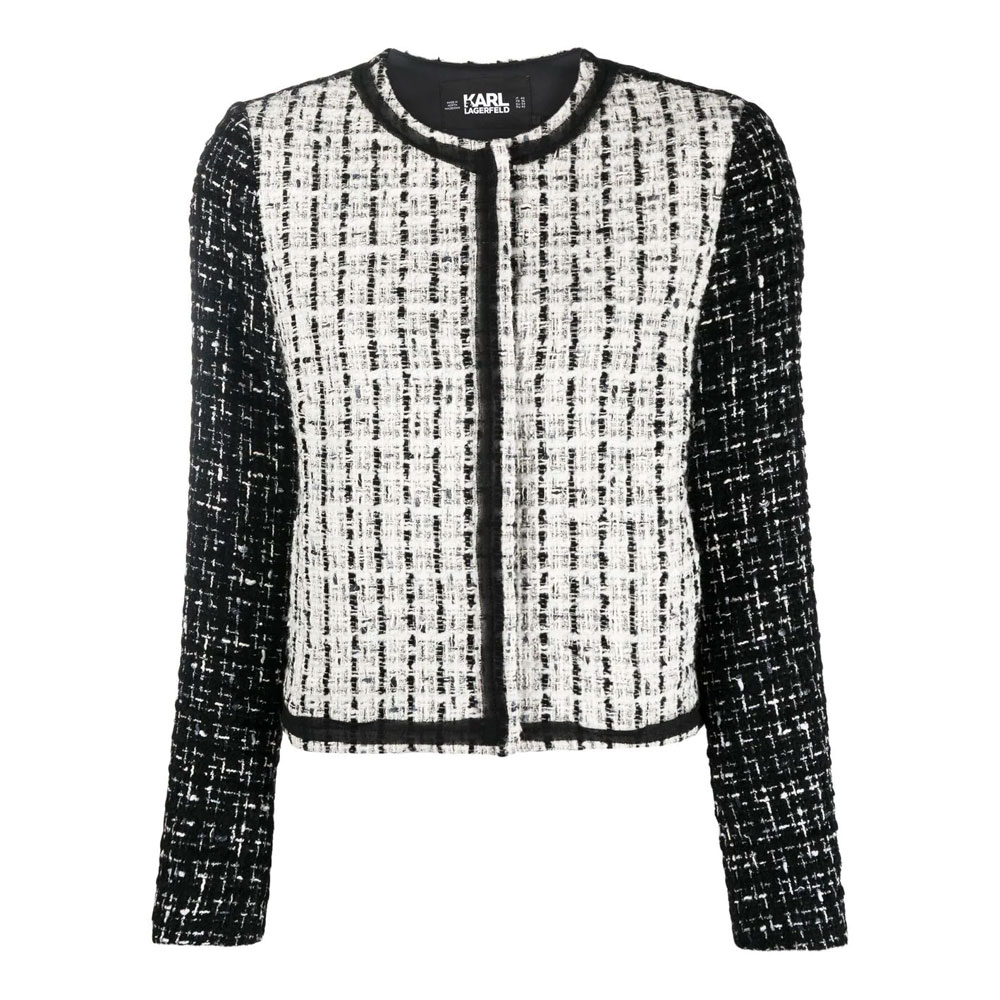 Karl Lagerfeld - Two-tone Bouclé Cardigan - PHIGO - FINE LUXURY