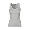 Rosemunde – Blondetop i Silke, Light Grey