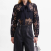 Self-Portrait - Black Lace Bow Shirt - Image 5