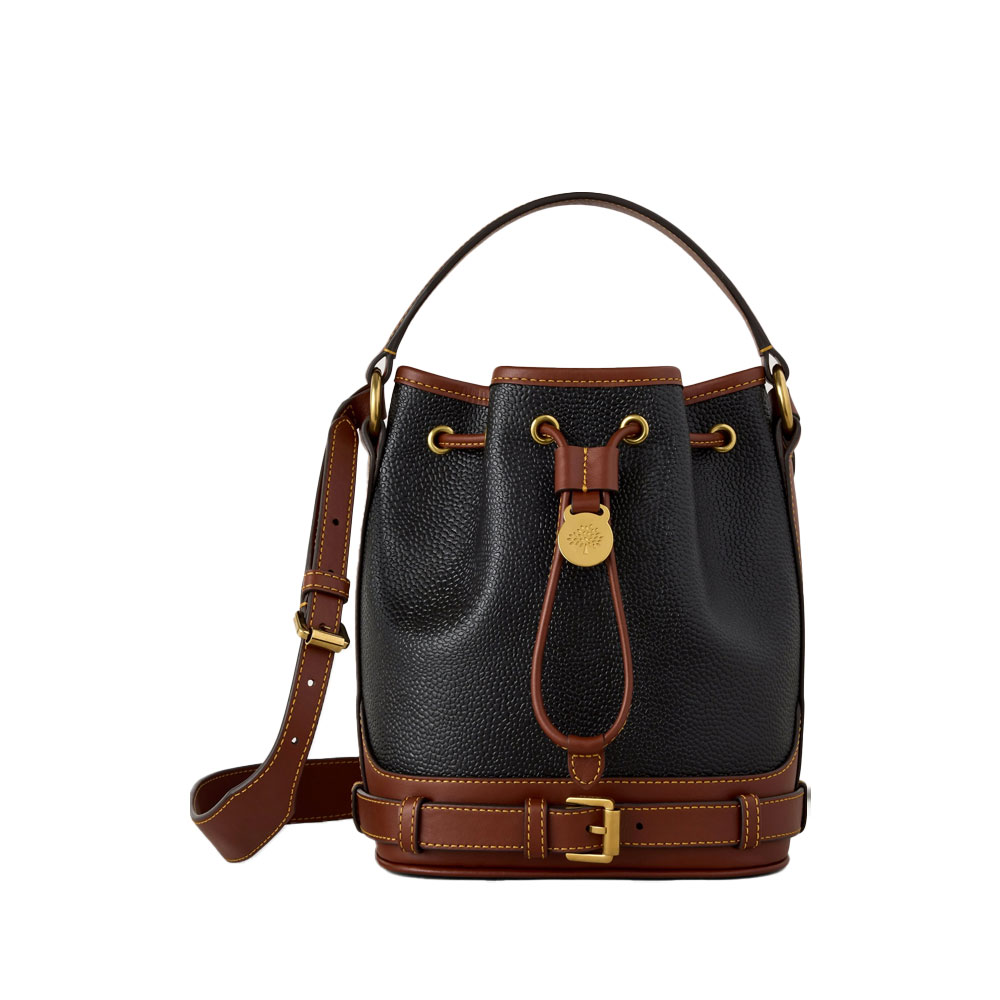 Mulberry - Small Scotchgrain Bucket, Black & Cognac
