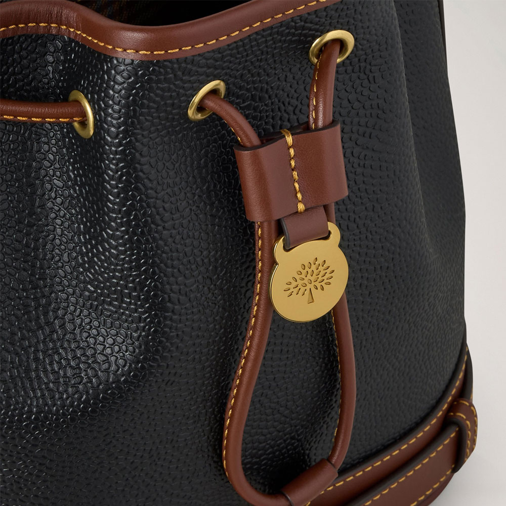 Mulberry - Small Scotchgrain Bucket, Black & Cognac - Billede 4
