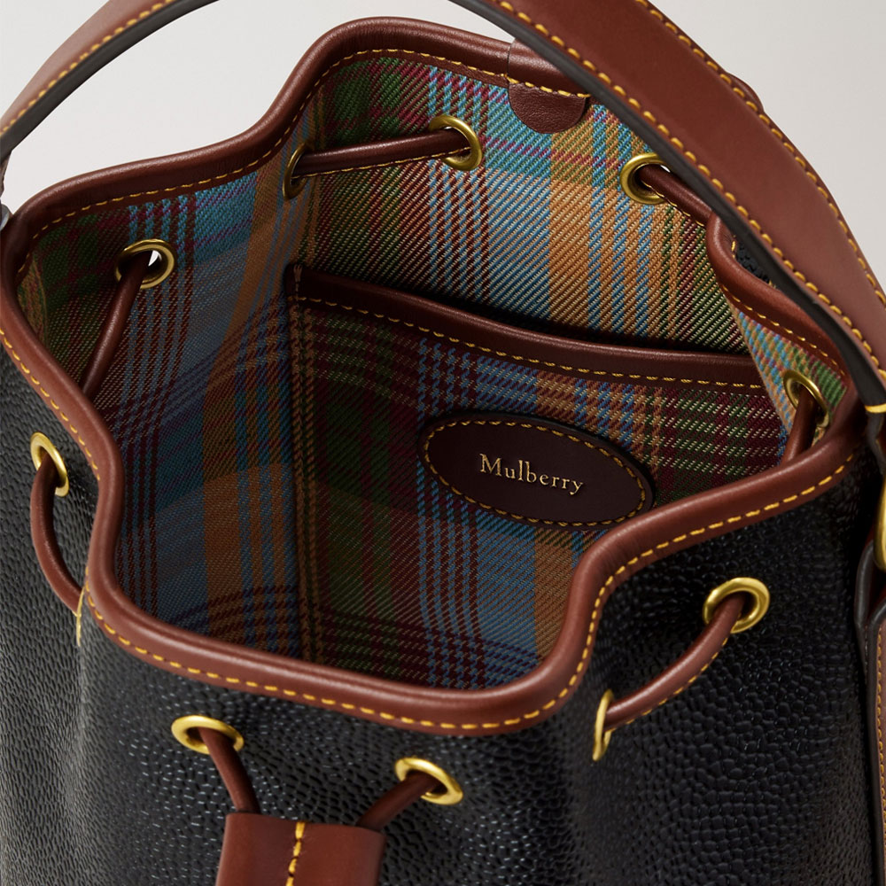 Mulberry - Small Scotchgrain Bucket, Black & Cognac - Billede 5
