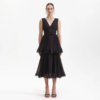 Self-Portrait - Chiffon Tiered Midi Dress - Image 2