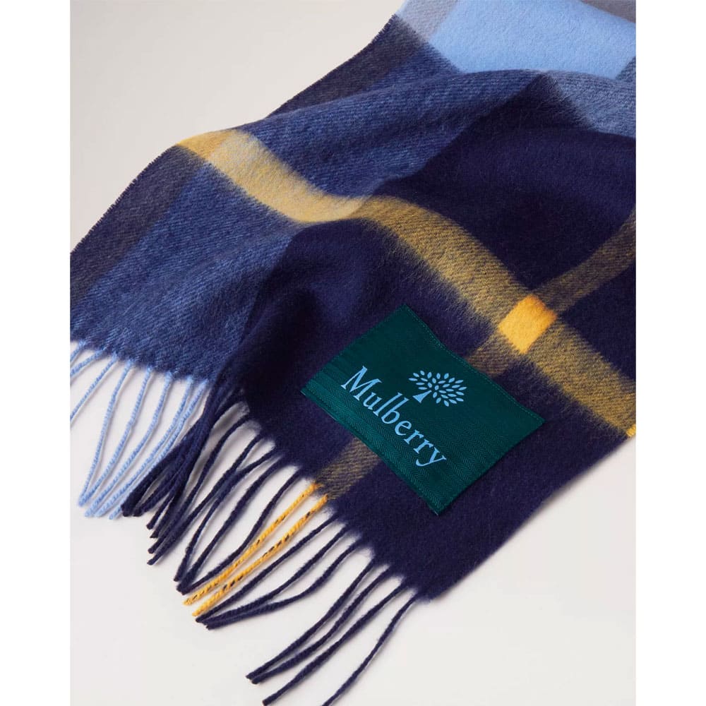 Mulberry Ombré Logo Merino Wool Scarf in Poplin Blue-Maple